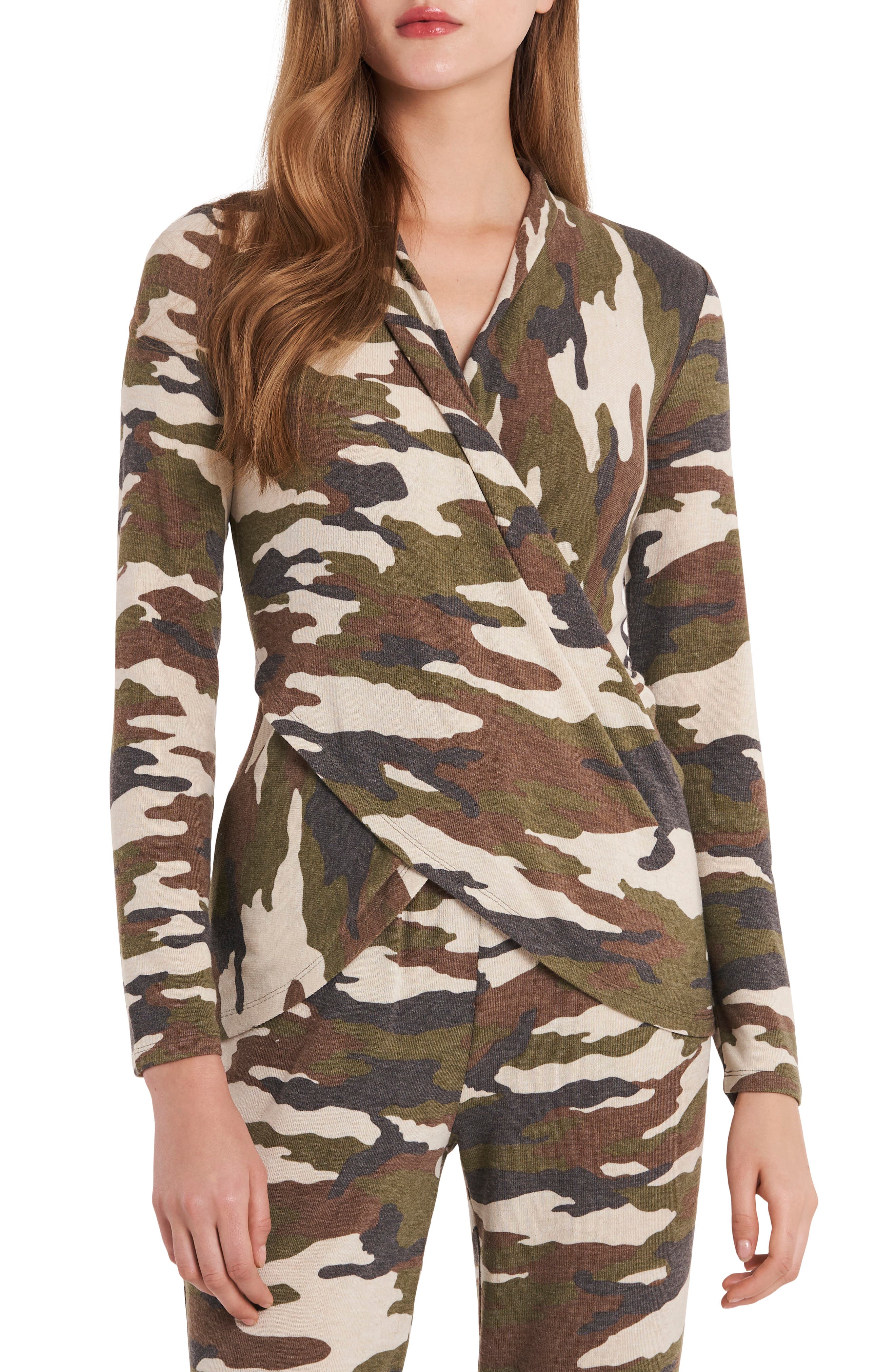 New Ladies Army Camouflage Printed Long Sleeve Crepe Chiffon Crop Top Midi Skirt